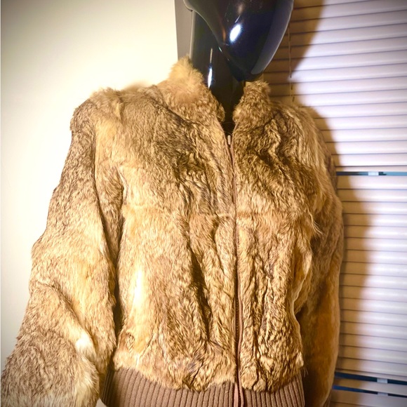 Dino Rocco Natural Genuine Rabbit Fur Size Small - Picture 2 of 6